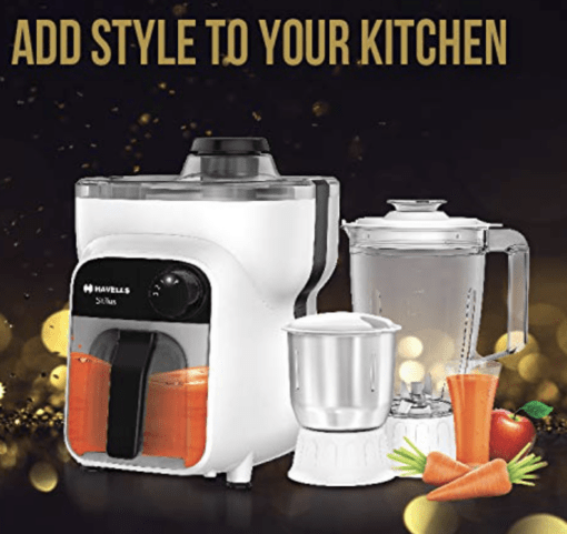 Havells Acrylonitrile Butadiene Styrene Stilus Juicer Mixer Grinder 500W With 3 Jar (Grey White), 500 Watts - Image 2